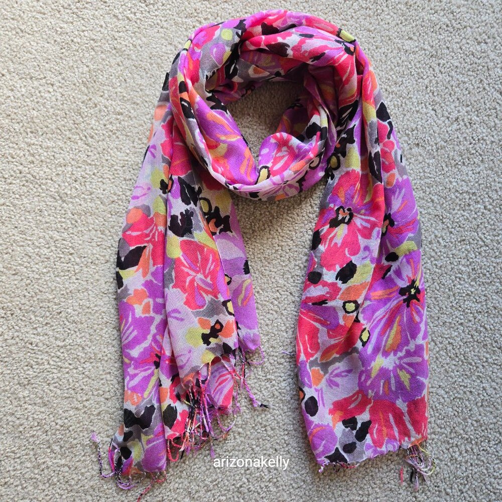 Lily Pulitzer Cashmere Silk Murfee Scarf Pink Floral Pop Pink in the Garden